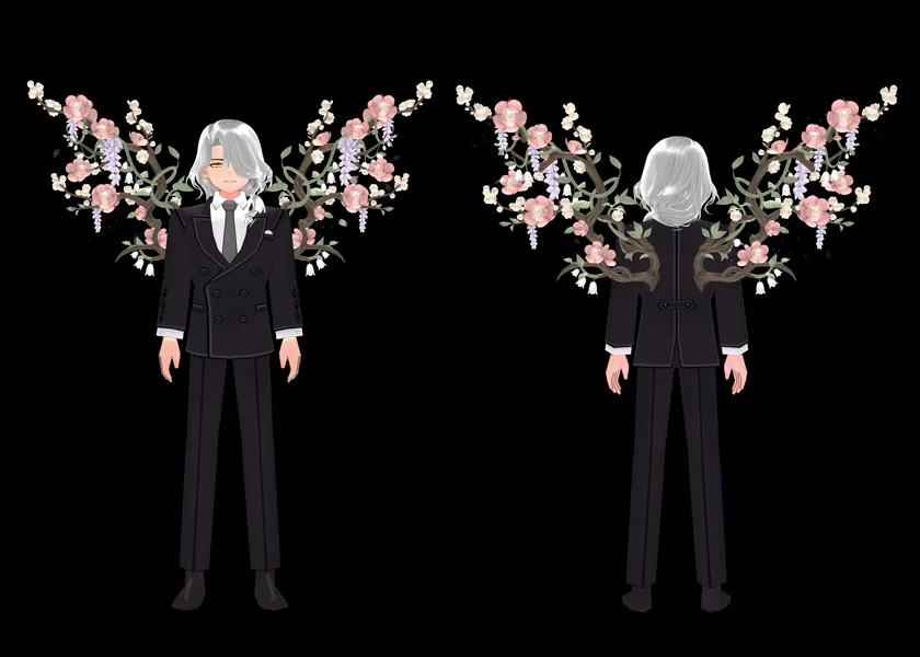 우아한 꽃나무 장식 날개