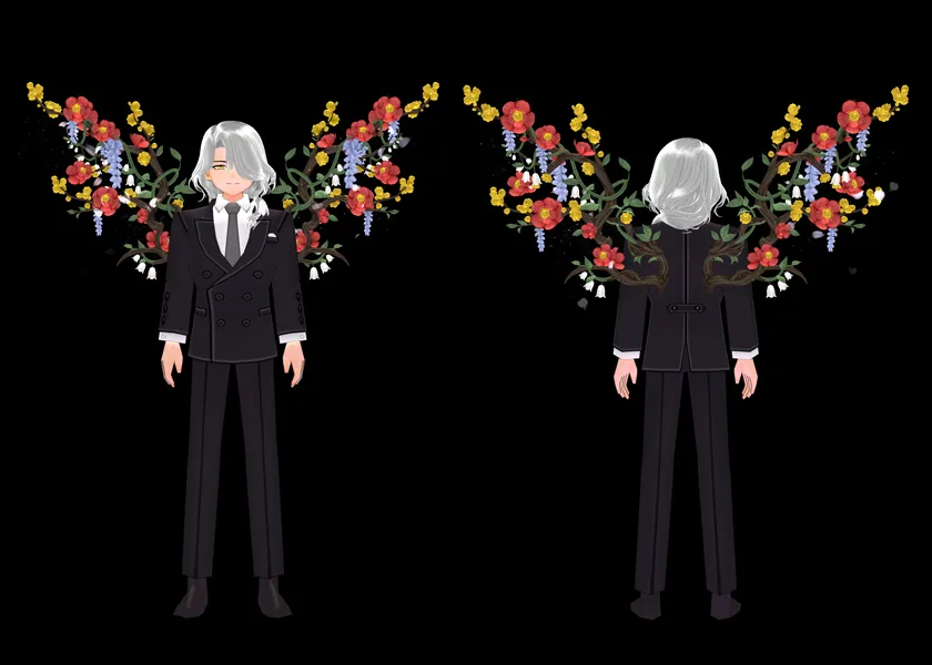 선연한 꽃나무 장식 날개