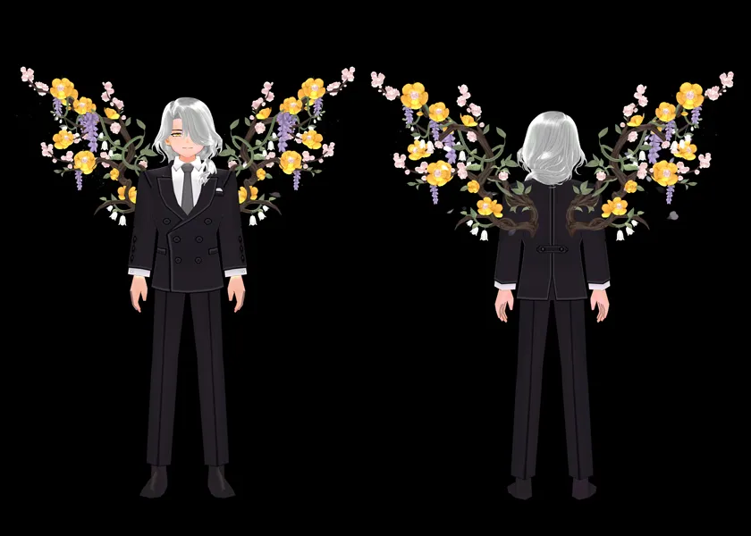 눈부신 꽃나무 장식 날개