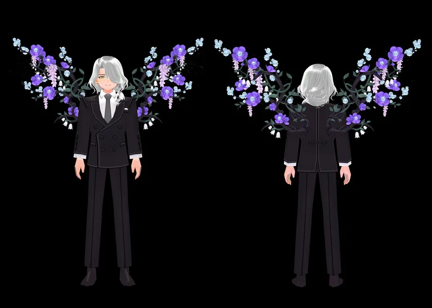 신비한 꽃나무 장식 날개